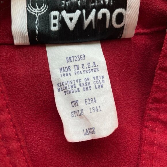 Banjo Dallas Texas Lightweight Buttoned Jacket Top Southwest Western Red Size L - Picture 9 of 10